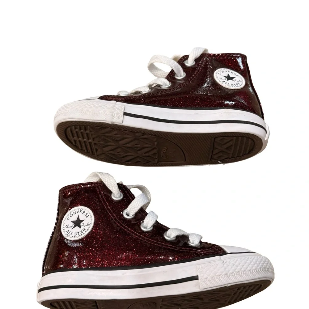 Converse Chuck Taylor All Star Glitter Burgundy Hi-Top Toddler 7 / EU 23
